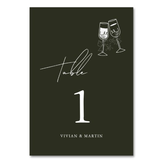 Elegante Olijfhout Groene bruiloft Kaart (Voorkant)