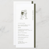 Elegante Olijfhout Groene bruiloft Menu (Voorkant / Achterkant)