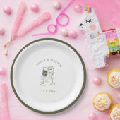 Elegante Olijfhout Groene bruiloft Papieren Bordje (Feest)