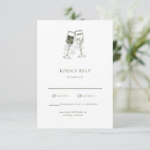 Elegante Olijfhout Groene bruiloft RSVP Kaart (Staand voorkant)