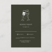 Elegante Olijfhout Groene bruiloft RSVP Kaart (Voorkant)