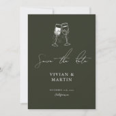 Elegante olijfhouten groene Save The Date Kaart (Voorkant)
