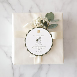 Elegante olijfhouten groene trouw bedankjes labels