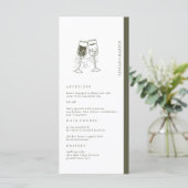 Elegante olijfhouten groene trouw menu (Staand voorkant)