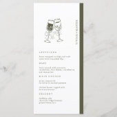 Elegante olijfhouten groene trouw menu (Voorkant)