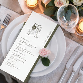 Elegante olijfhouten groene trouw menu