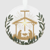 Elegante olijfkrans Kerststal Kruis Acryl Ornament (achterkant)
