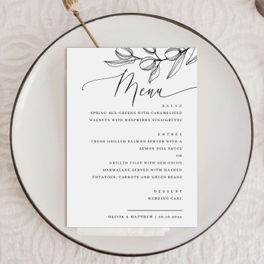 Elegante Olijfschrift bruiloft | italiaanse botani Menu