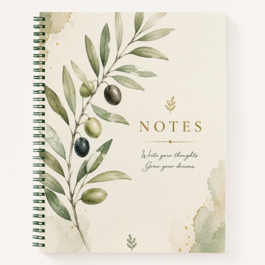 Elegante olijftak botanisch notitieboek | Minimali (Voorkant)