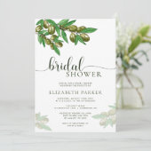 Elegante olijftak bruidsdouche uitnodiging (Staand voorkant)