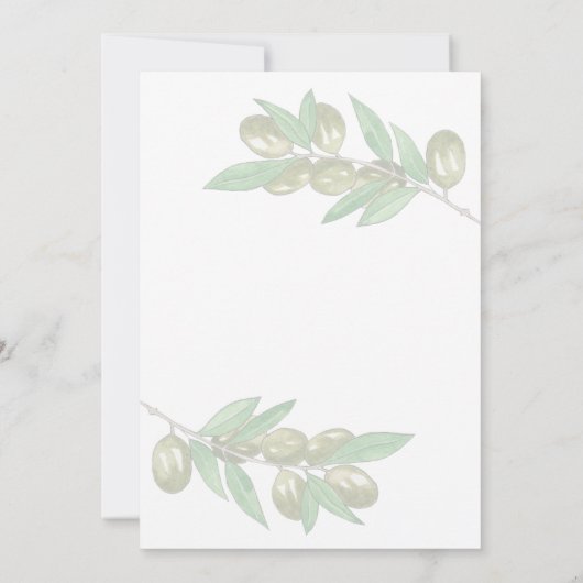 Elegante olijftak bruidsdouche uitnodiging (Achterkant)