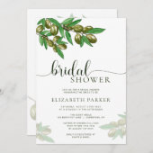 Elegante olijftak bruidsdouche uitnodiging (Voorkant / Achterkant)