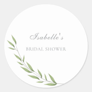 Elegante Olijftak Bruidsuitnodiging Ronde Sticker