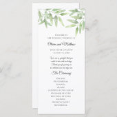 Elegante olijftak. Eenvoudig trouwprogramma Menu (Voorkant / Achterkant)