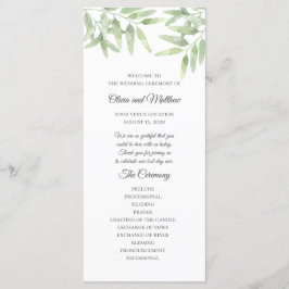 Elegante olijftak. Eenvoudig trouwprogramma Menu