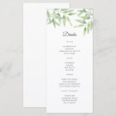 Elegante olijftak. Eenvoudige bruiloft Bar Menu (Voorkant / Achterkant)