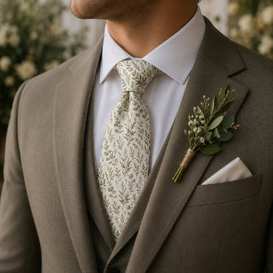 Elegante olijftak en eucalyptus botanisch stropdas