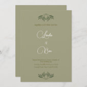 Elegante olijftak in salie kleur bruiloft kaart (Voorkant / Achterkant)