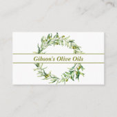 Elegante olijftak krans olijfolie visitekaartje (Voorkant)