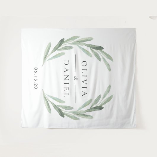 Elegante Olijftak Krans Trouw Achtergrond Wandkleed (Voorkant (horizontaal))