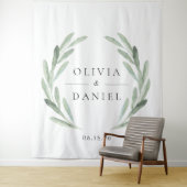 Elegante Olijftak Krans Trouw Achtergrond Wandkleed (In situ)