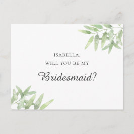 Elegante olijftak. Wil je mijn bruidsmeisje zijn Briefkaart