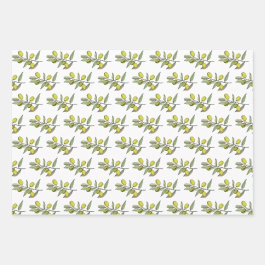 Elegante Olijven Inpakpapier Vel (Voorkant)