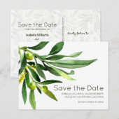 Elegante Olive Boho Garden Save the Date Bruiloft Aankondigingskaart (Voorkant / Achterkant)