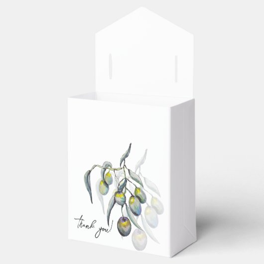 Elegante Olive Branch Waterverf Art Bedankdoosjes (Geopend)