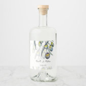 Elegante Olive Branch Waterverf gepersonaliseerd Likeurfles Etiket (Voorkant)