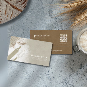 Elegante Olive Green Pastry Chef Artisan Bakkerij Visitekaartje