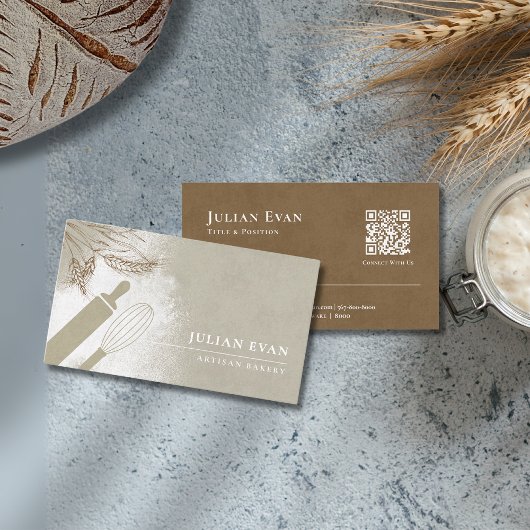 Elegante Olive Green Pastry Chef Artisan Bakkerij Visitekaartje