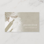 Elegante Olive Green Pastry Chef Artisan Bakkerij Visitekaartje (Voorkant)