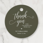 Elegante Olive Green Script Trouw Favoriet Bedankt Bedankjes Labels (Voorkant)