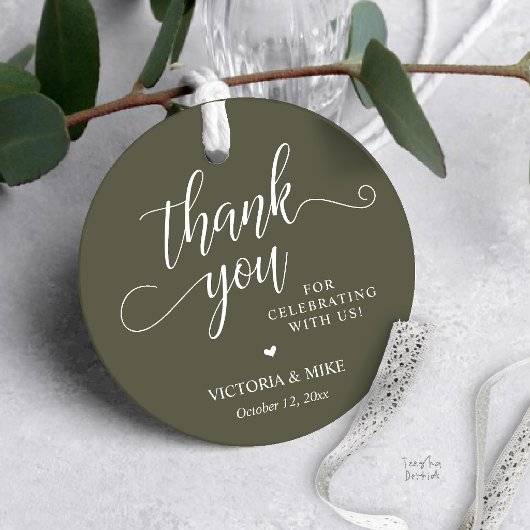Elegante Olive Green Script Trouw Favoriet Bedankt Bedankjes Labels