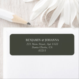 Elegante Olive Green Wedding Retouradres Etiket