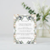 Elegante Olive Grove Boho Bruiloft Gast Details Informatiekaartje (Staand voorkant)