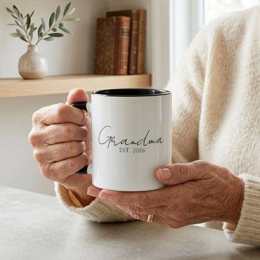 Elegante Oma Oprichtingsjaar Minimaal Script Ontwe Mok