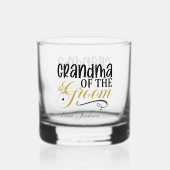 Elegante oma van de bruidegom voeg naam bruiloft t whisky glas (Voorkant)