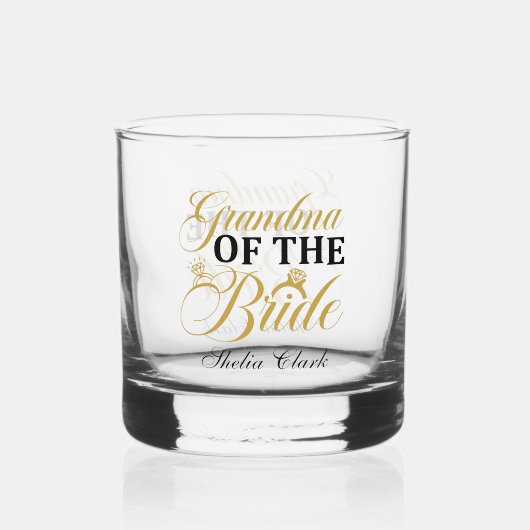 Elegante oma van de bruidegom voeg naam toe whisky glas (Voorkant)