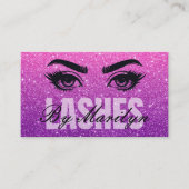 Elegante Ombre Glitter Lash Tech scanbaar Visitekaartje (Voorkant)