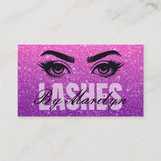 Elegante Ombre Glitter Lash Tech scanbaar Visitekaartje (Voorkant)