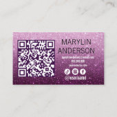 Elegante Ombre Glitter Lash-technicus met QR-code Visitekaartje (Achterkant)
