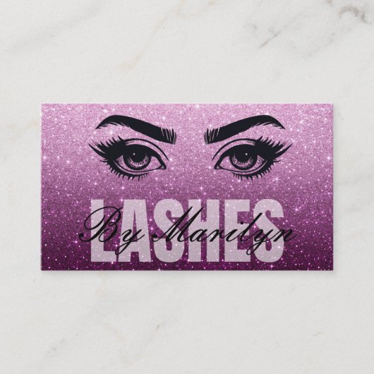 Elegante Ombre Glitter Lash-technicus met QR-code Visitekaartje (Voorkant)