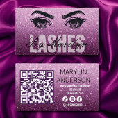 Elegante Ombre Glitter Lash-technicus met QR-code Visitekaartje