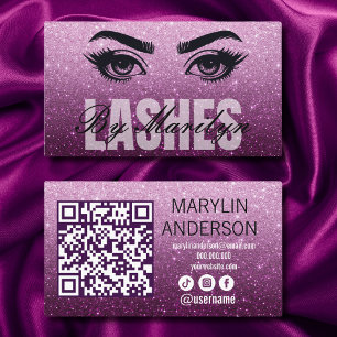 Elegante Ombre Glitter Lash-technicus met QR-code Visitekaartje