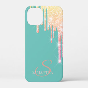 Elegante Ombre Glitterdruppels Mintgroen  Case-Mate iPhone Case