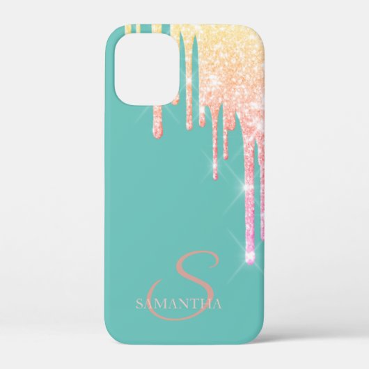 Elegante Ombre Glitterdruppels Mintgroen  Case-Mate iPhone Case (Achterkant)