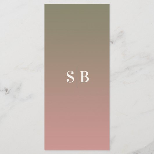 Elegante Ombre Lila Groen & Stof Roze Roze Trouwda Menu (Achterkant)