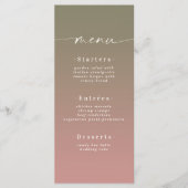 Elegante Ombre Lila Groen & Stof Roze Roze Trouwda Menu (Voorkant)